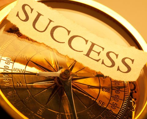 Personal Power & Unlimited Success, Paper With The Word Success Laying On Golden Compass.