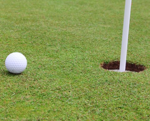 How To Get Better At Sports, Golf Ball On Putting Green Near Hole.